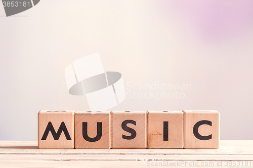 Image of Music sign on a wooden table