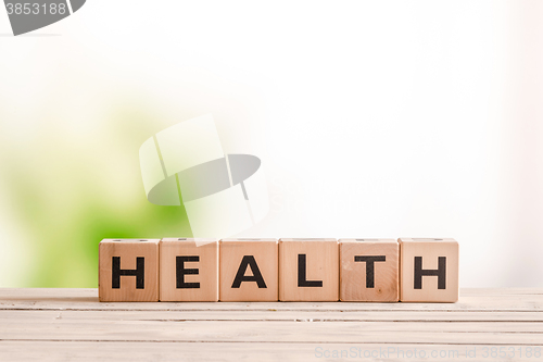 Image of Health sign on a natural desk