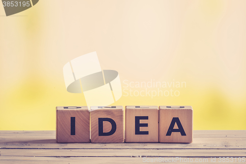 Image of Idea sign made of wooden cubes