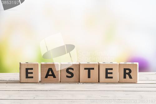 Image of Easter sign on a wooden table
