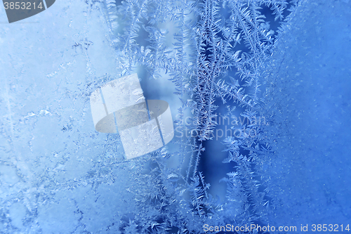 Image of Natural ice pattern on winter glass