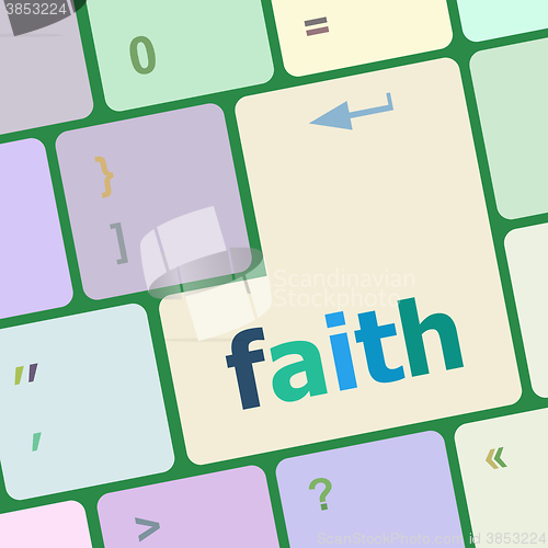 Image of faith button on computer pc keyboard key vector illustration