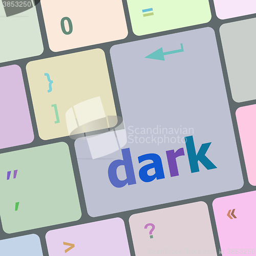 Image of dark word on computer keyboard key vector illustration