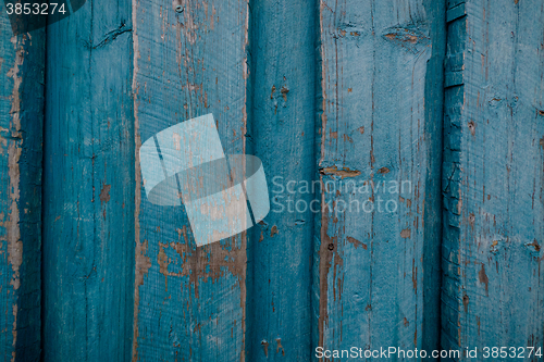 Image of Wood background with worn blue planks