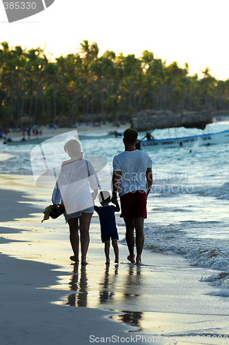 Image of Family walking on a beach