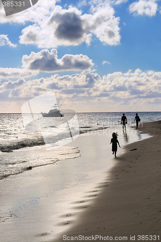 Image of Family walking on a beach