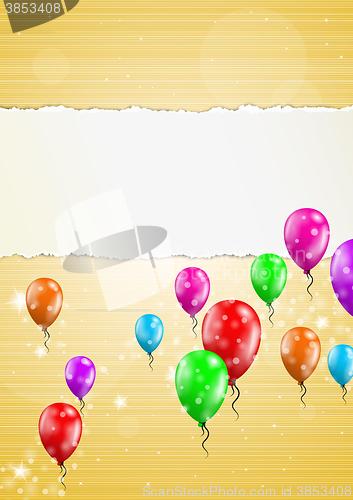 Image of backgroud with balloons and torn paper