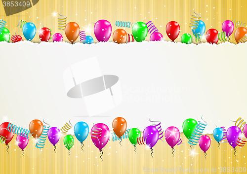 Image of backgroud with balloons and torn paper