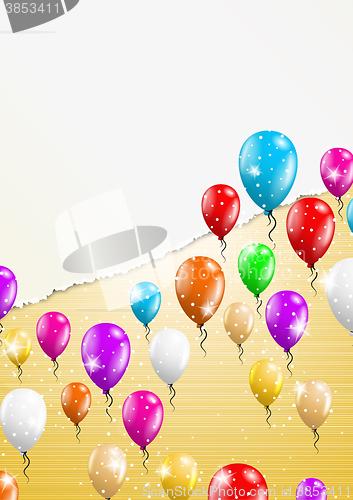 Image of backgroud with balloons and torn paper