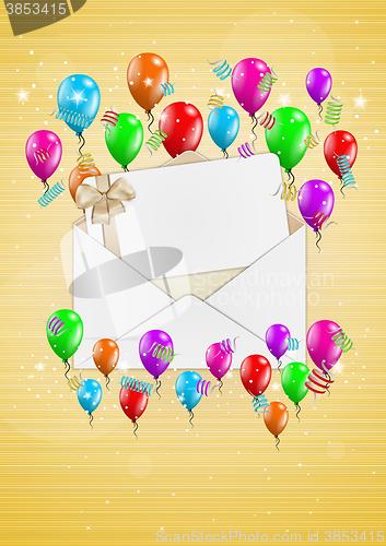 Image of open envelope with balloons