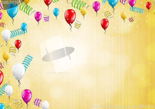 Image of background with balloons and confetti