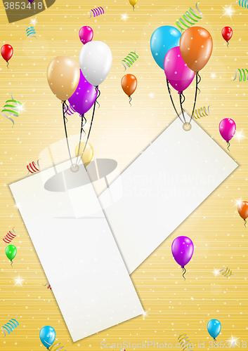 Image of background with balloons and confetti