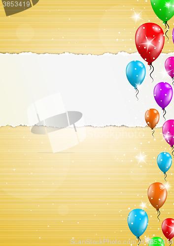 Image of backgroud with balloons and torn paper