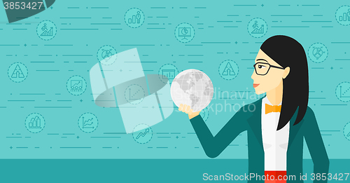 Image of Woman holding globe.