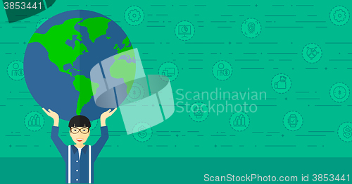 Image of Man holding globe.