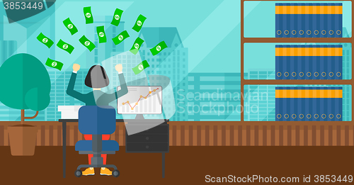 Image of Successful business woman with money.