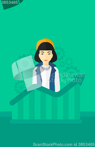 Image of Woman with growing chart.