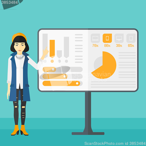 Image of Woman presenting report.
