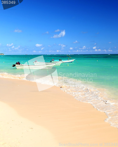 Image of Fishing boats in Caribbean sea