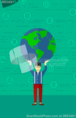 Image of Man holding globe.