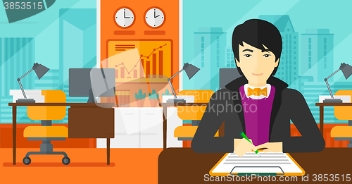 Image of Man signing contract.