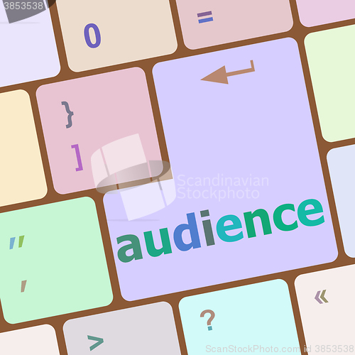 Image of audience word on keyboard key, notebook computer vector illustration