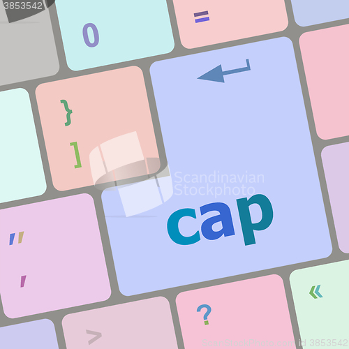 Image of cap key on computer keyboard button vector illustration
