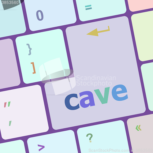 Image of cave key on computer keyboard button vector illustration