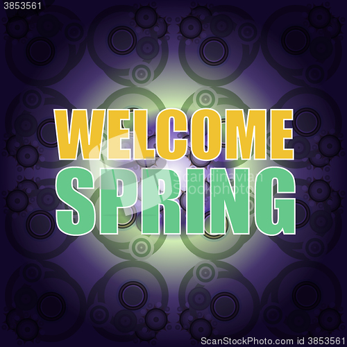 Image of Welcome Spring Holiday Card. Welcome Spring Vector. Love background. Spring Holiday Graphic. Welcome Spring Art. Spring Holiday Drawing