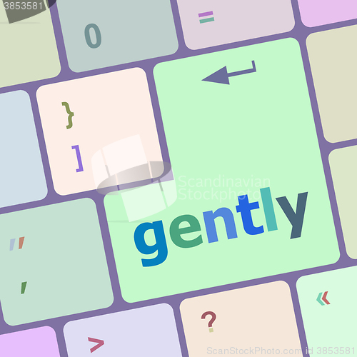 Image of vector gently word on computer pc keyboard key vector illustration