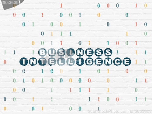 Image of Business concept: Business Intelligence on wall background
