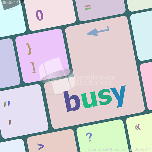 Image of busy button on computer pc keyboard key vector illustration