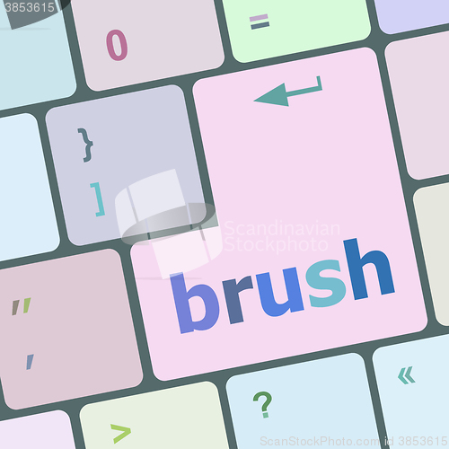 Image of button with brush word on computer keyboard keys vector illustration