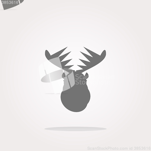 Image of vector Deer head on web icon button isolated on white. Web Icon Art. Graphic Icon Drawing