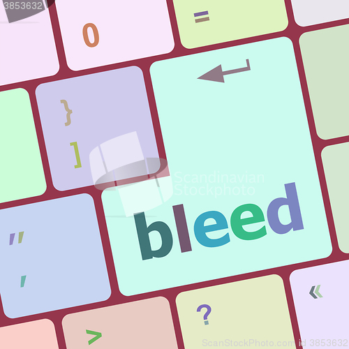 Image of bleed word on keyboard key, notebook computer button vector illustration