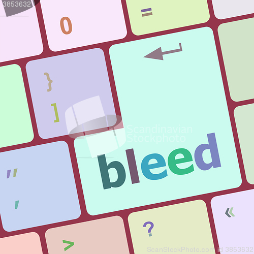 Image of bleed word on keyboard key, notebook computer button vector illustration