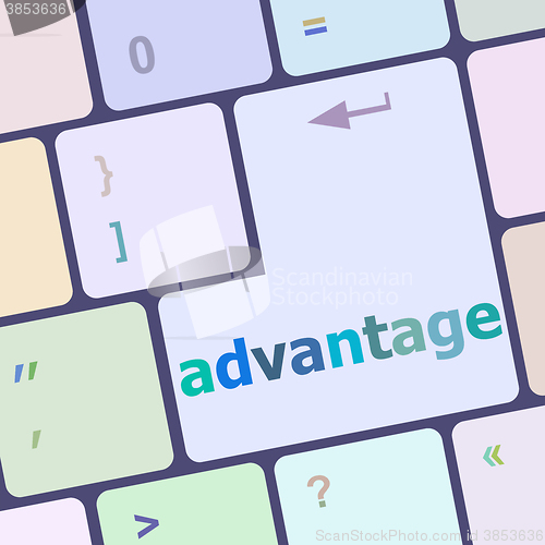 Image of Close up view on conceptual keyboard - advantage vector illustration