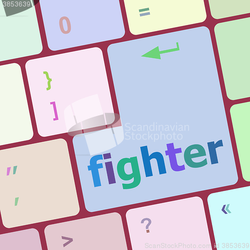 Image of fighter button on computer pc keyboard key vector illustration