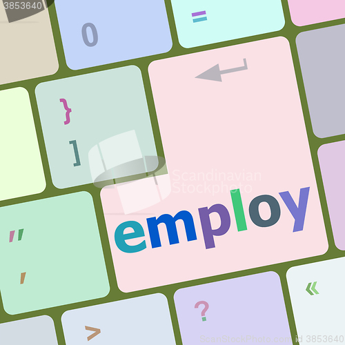 Image of employ button on computer pc keyboard key vector illustration