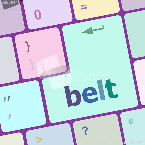 Image of belt word on keyboard key, notebook computer button vector illustration