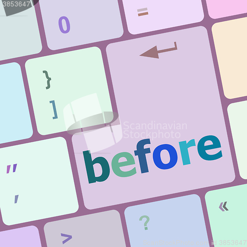 Image of before button on computer keyboard key vector illustration