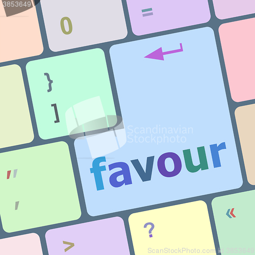 Image of favour word on computer pc keyboard key vector illustration
