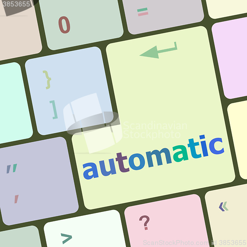 Image of automatic button on computer keyboard key vector illustration