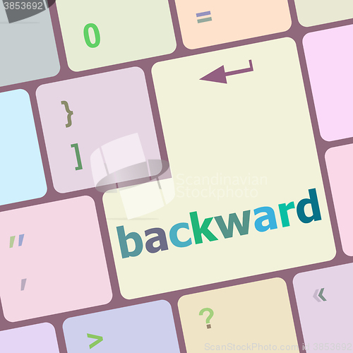 Image of backward word on computer keyboard key button vector illustration