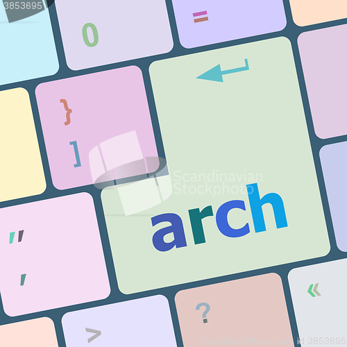 Image of arch word on computer keyboard key vector illustration