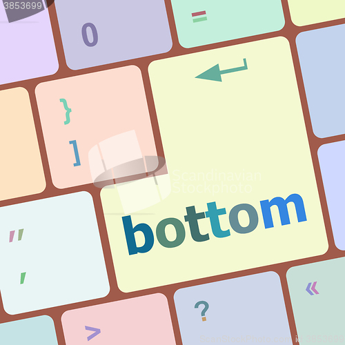 Image of bottom word on computer pc keyboard key vector illustration