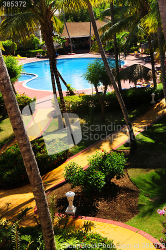 Image of Garden landscaping at tropical resort