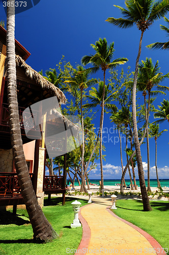 Image of Tropical resort on ocean shore