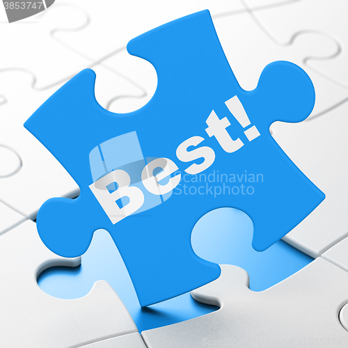 Image of Finance concept: Best! on puzzle background