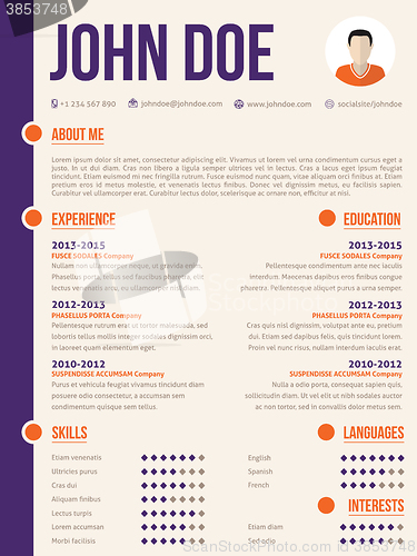Image of Simplistic yet colorful modern resume cv template